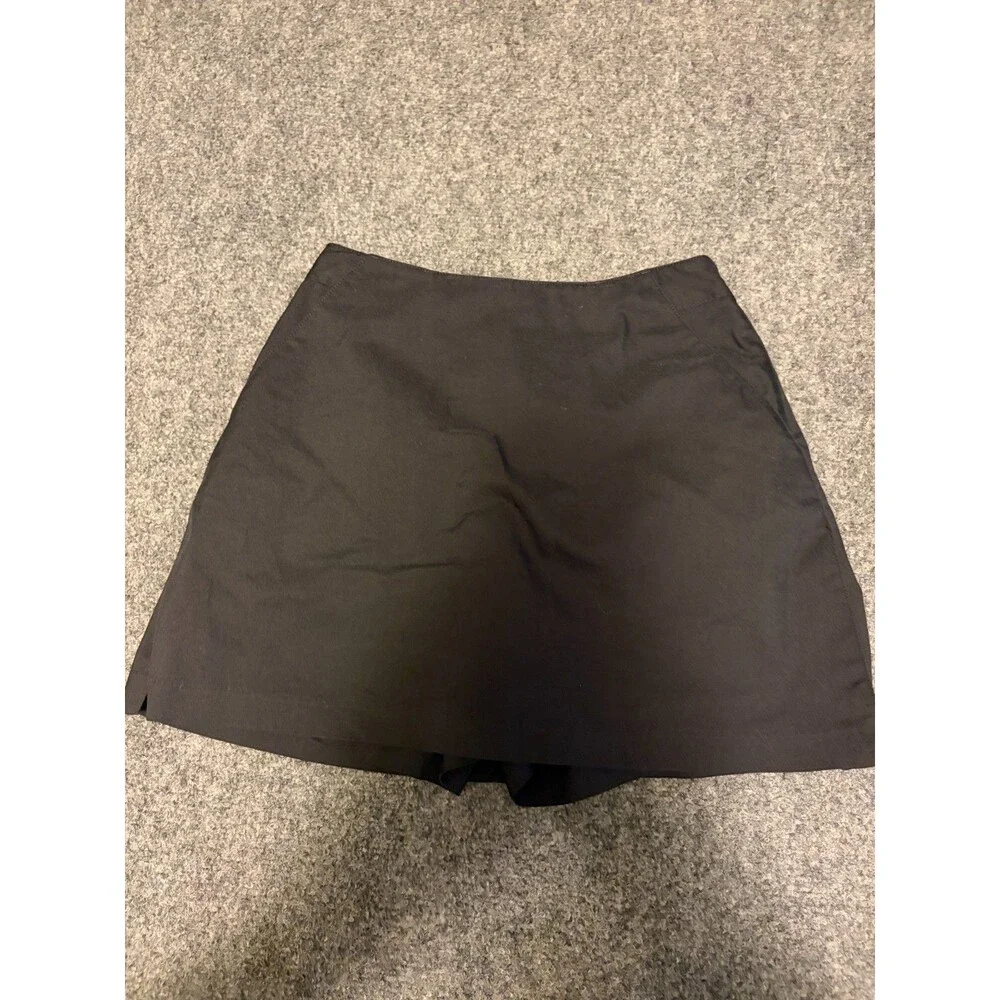 adidas Stretch Womens Size 2 Black Golf Skort Built In Shorts Zip Pockets